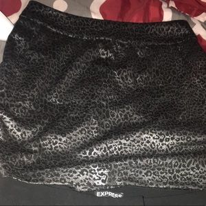 Black and gray leopard print skirt